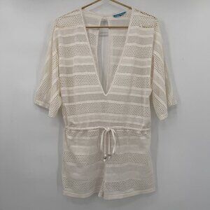 Blue Island White Crochet Lace Romper Women’s Small V-Neck Beach Cover Up